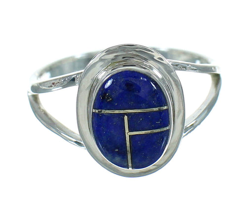 Sterling Silver And Lapis Inlay Southwestern Ring Size 5-1/4 YX67057